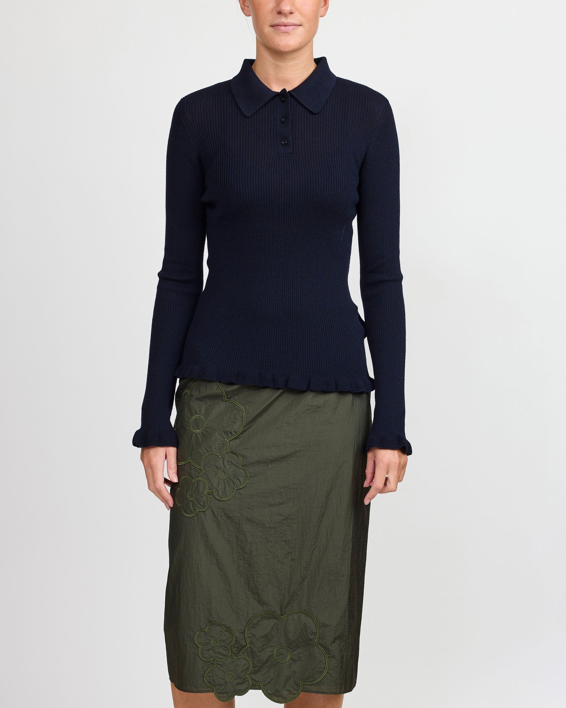 Cecilie Bahnsen Oda Navy Top