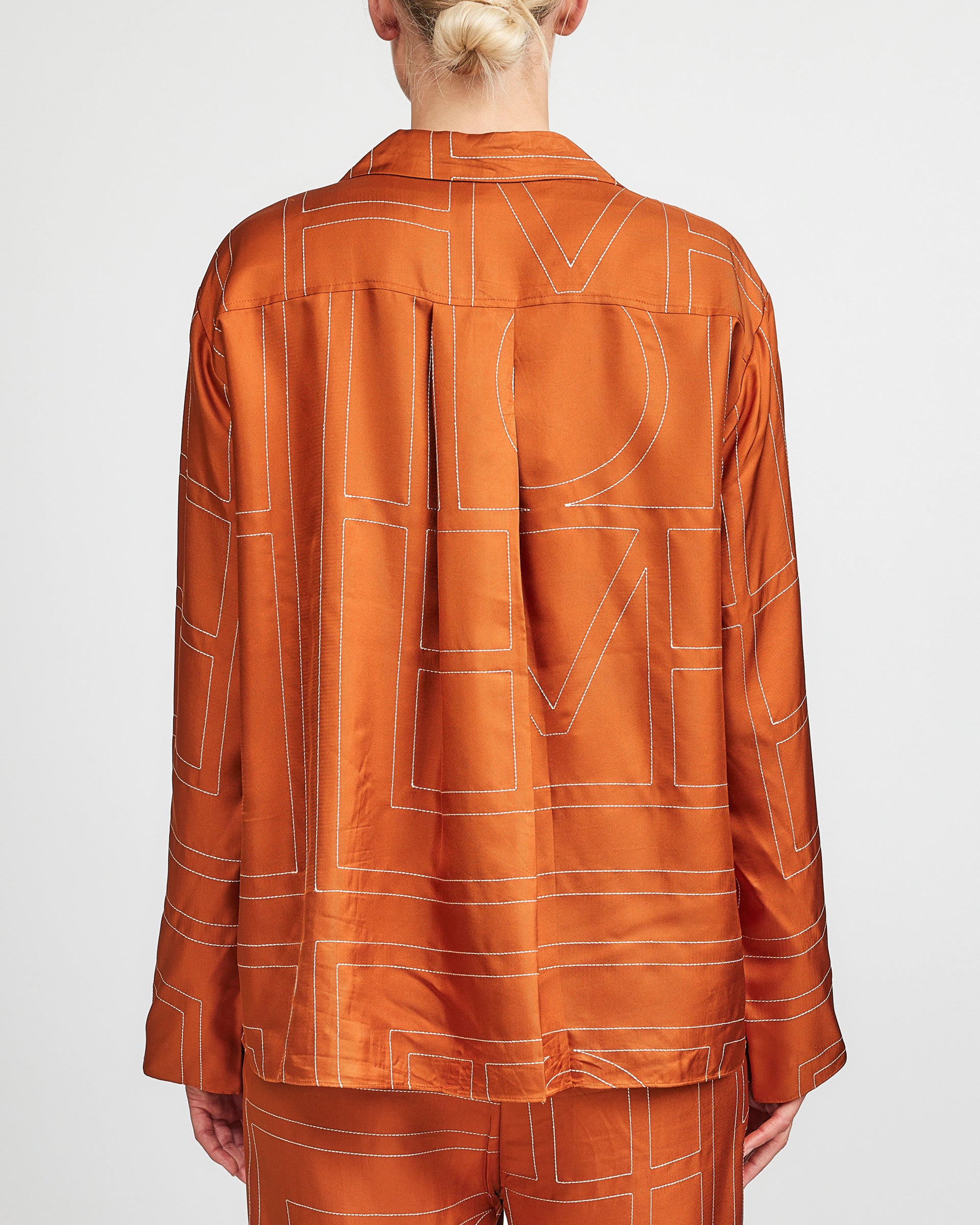 Toteme Terracotta Monogram Silk PJ Top