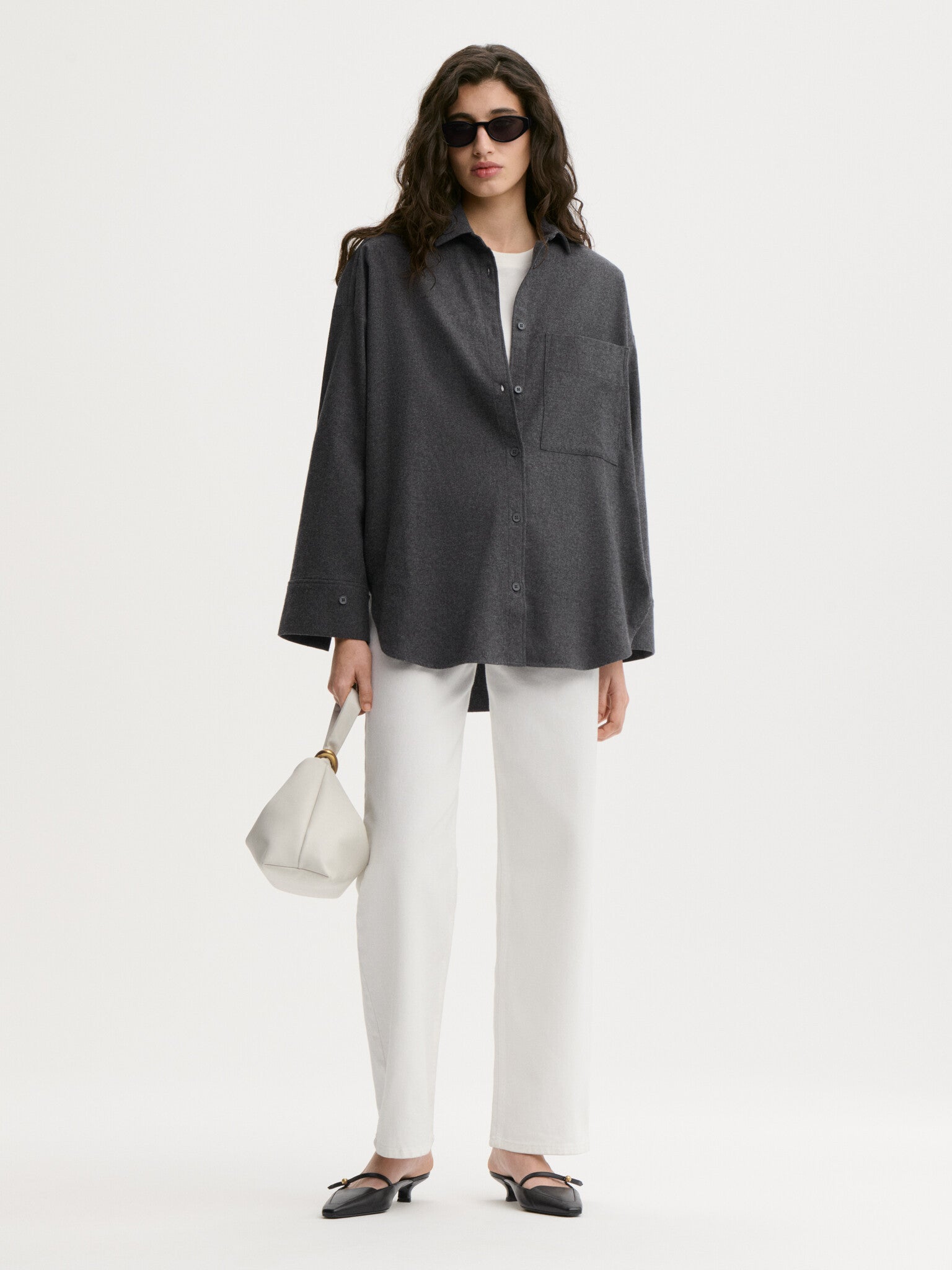 By Malene Birger Dark Grey Melange Derris Flannel Shirt