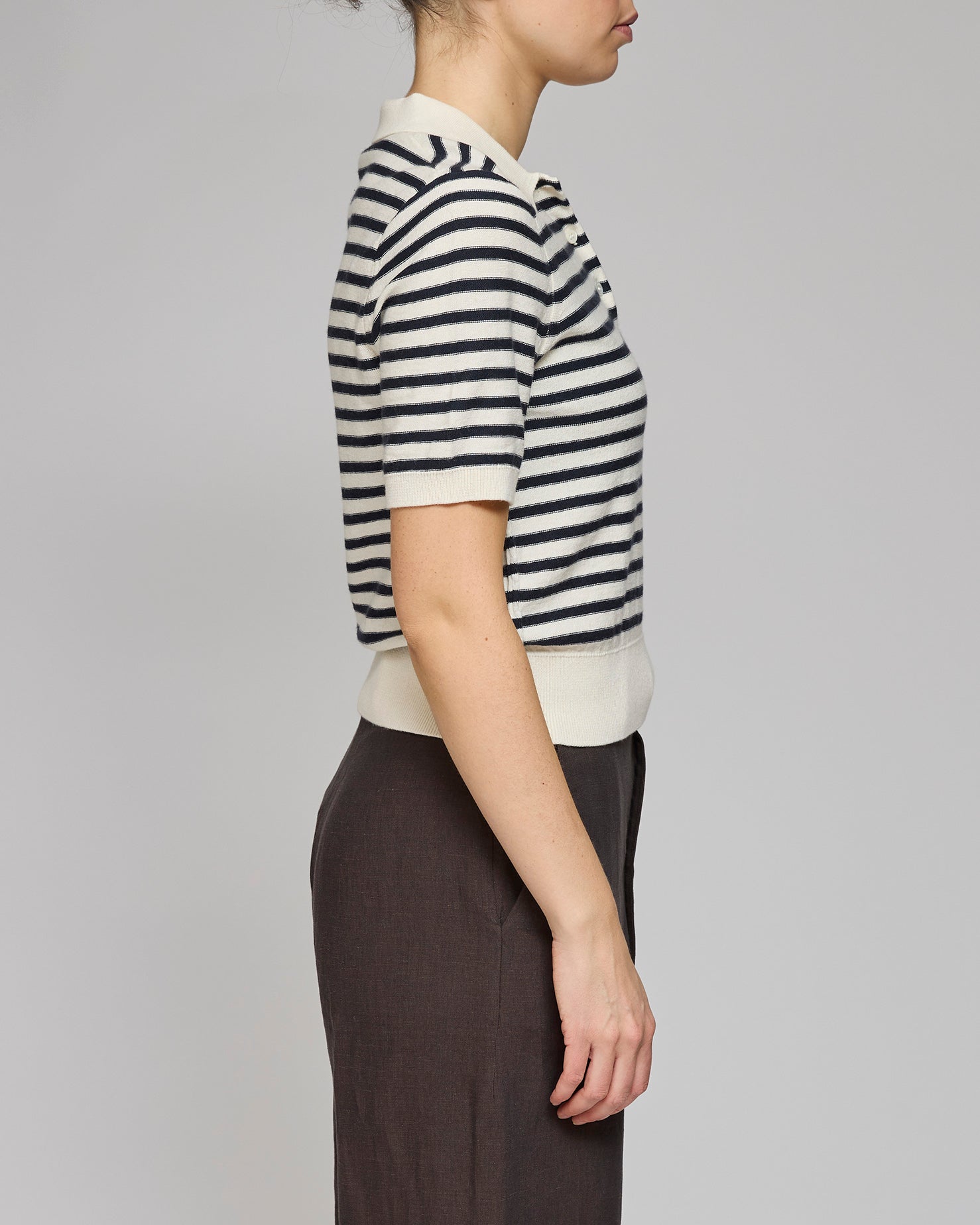 A.P.C. Ecru/Dark Manches Courtes Polo