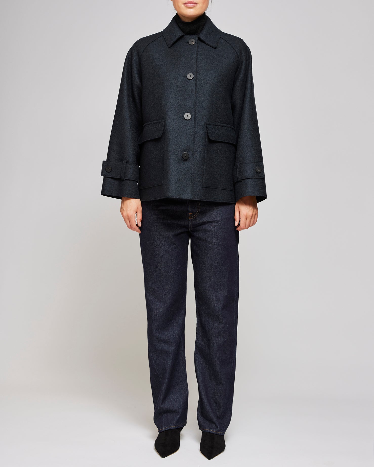 Harris Wharf London Dark Blue Raglan Jacket