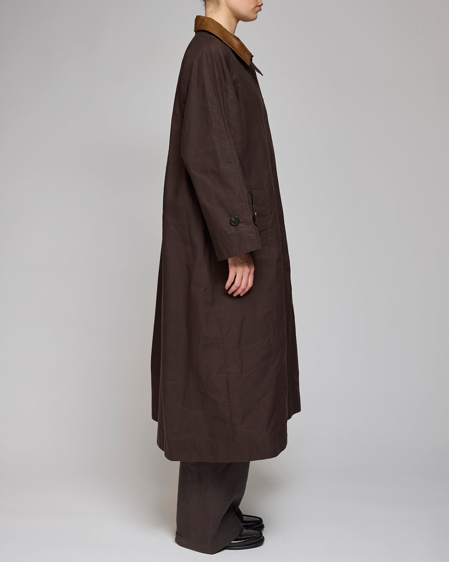 Af Agger Brown Waxed Cotton Mac Coat