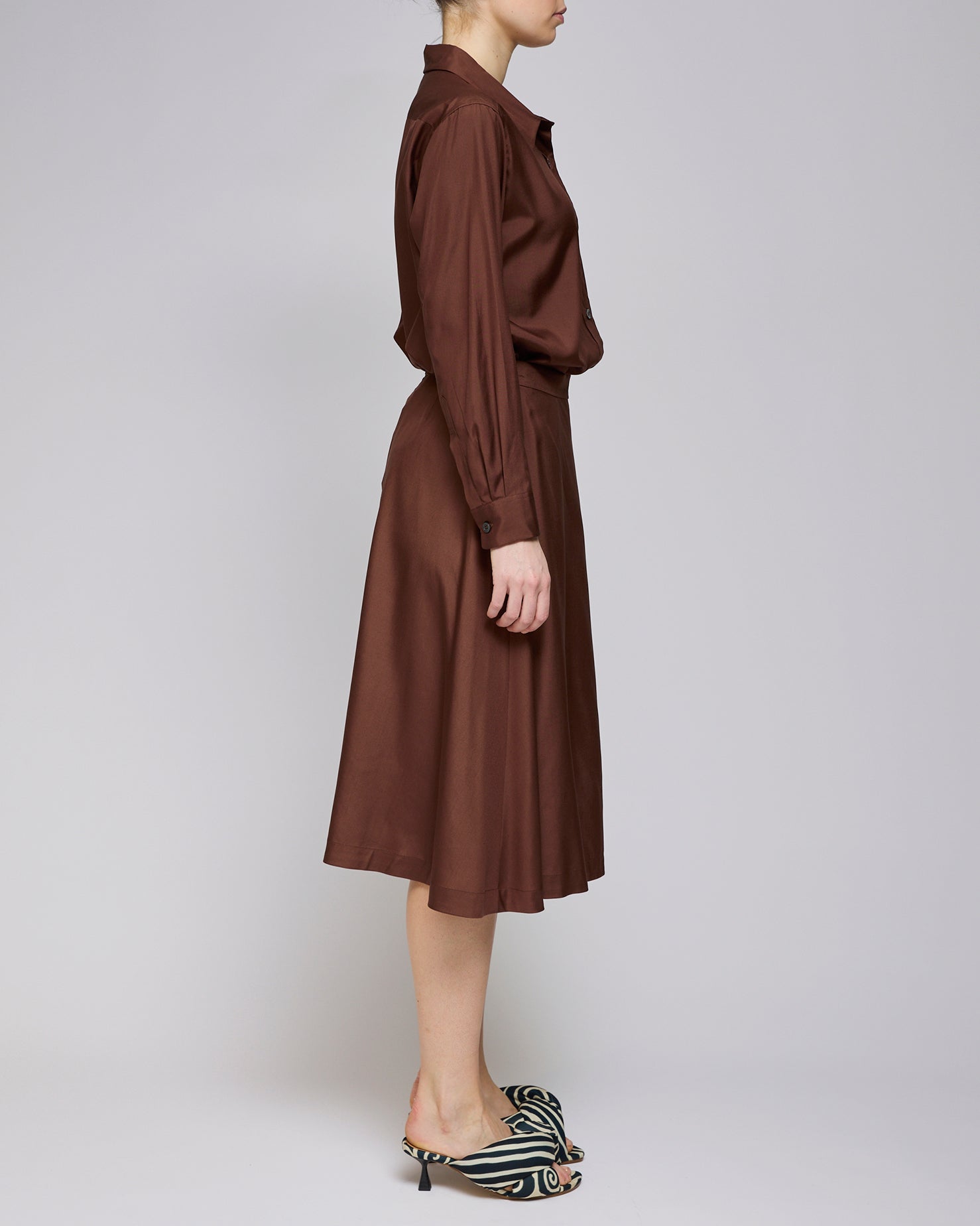 Margaret Howell Rich Brown Full Skirt