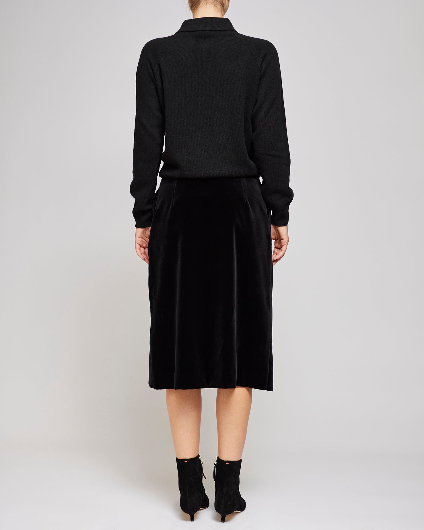 Margaret Howell Black Velvet Jetted Buttonhole Skirt