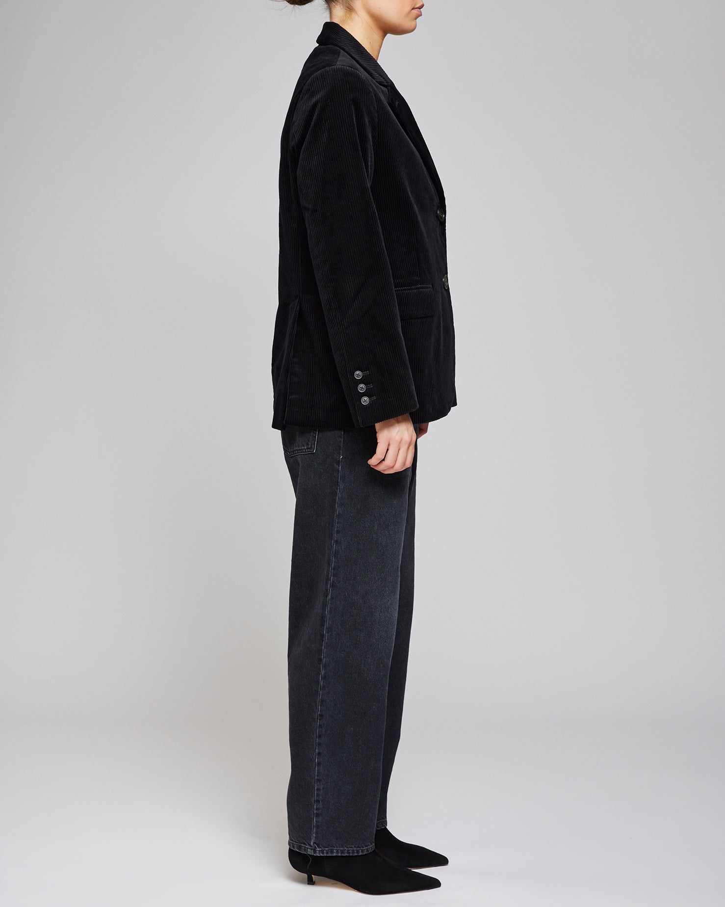 Af Agger Black Corduroy Straight Blazer