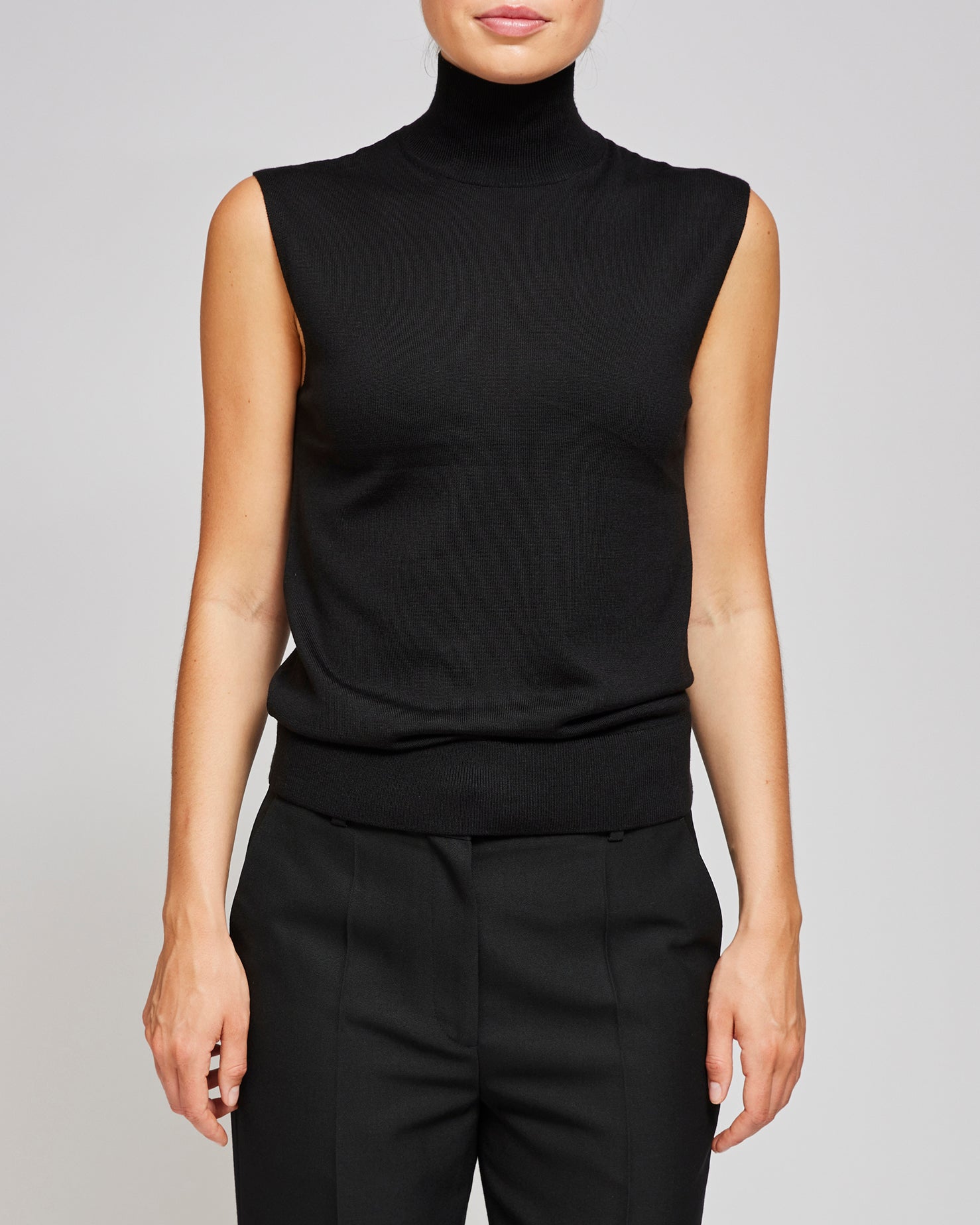 Toteme Black Sleeveless Fine Turtleneck