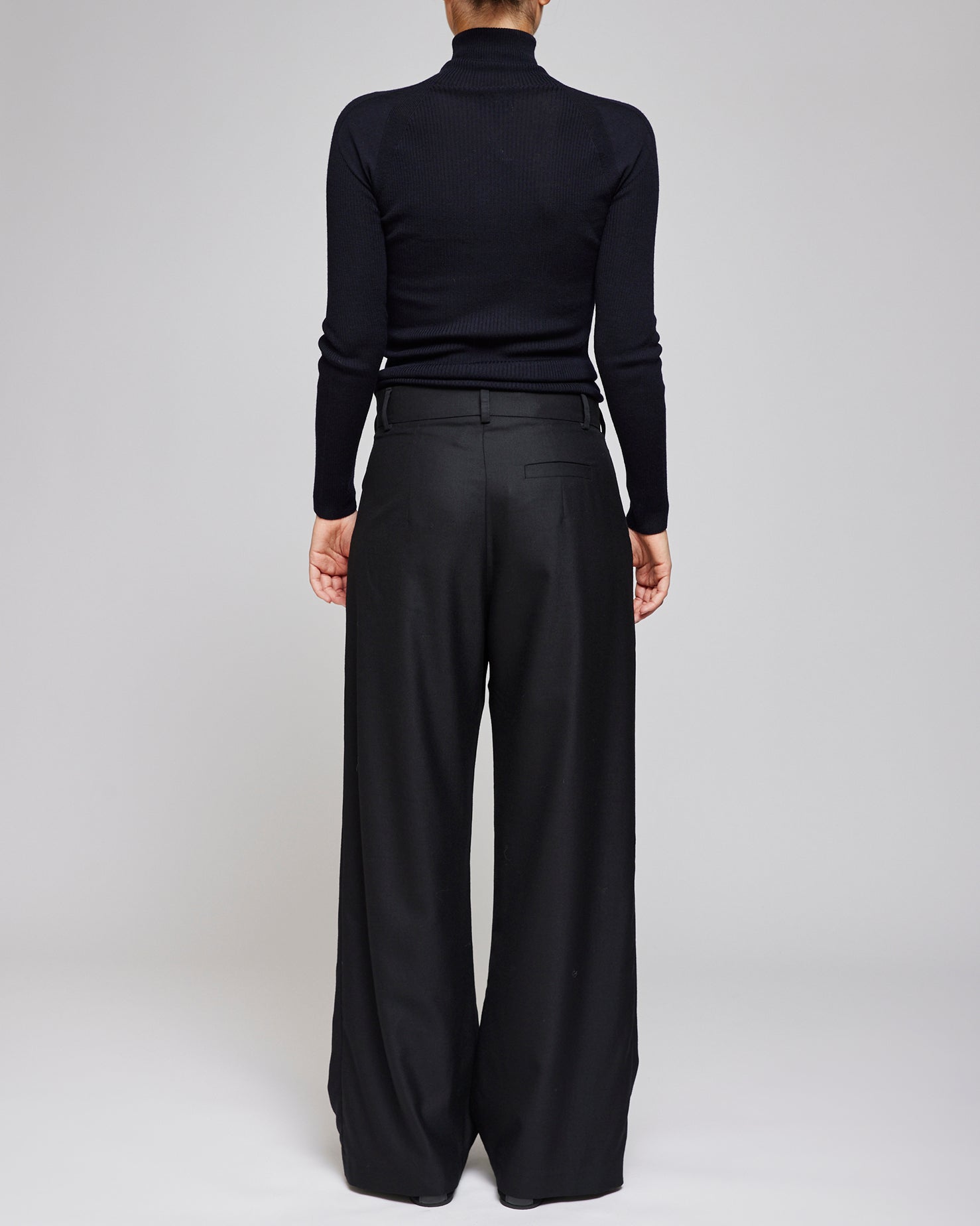 Af Agger Black Fine Wool Wide Box Trousers