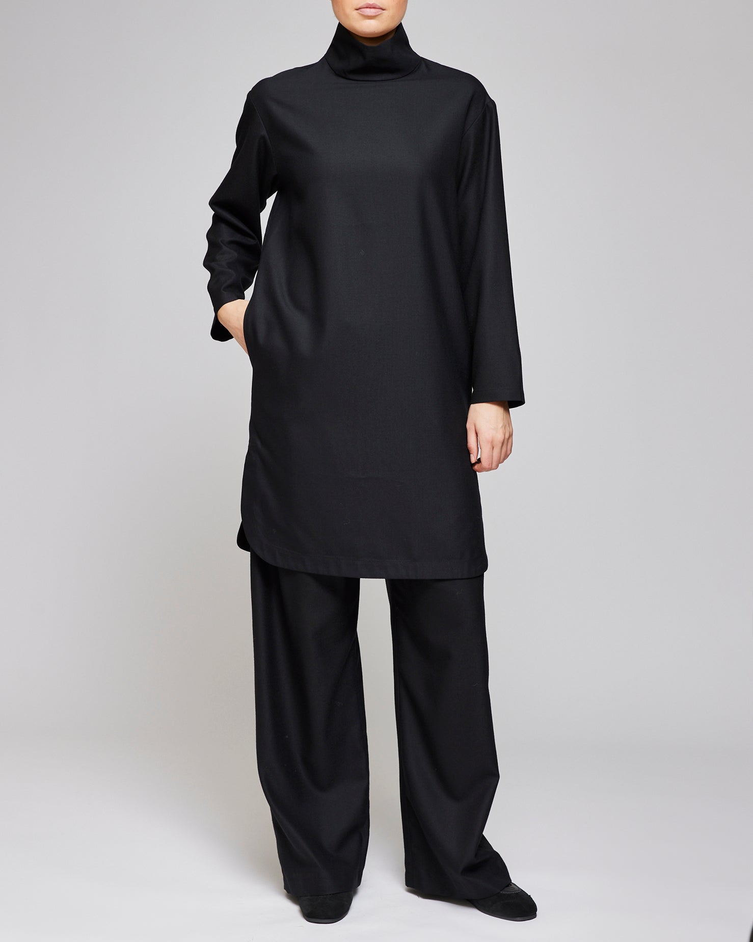 Af Agger Black Fine Wool Shirt Dress