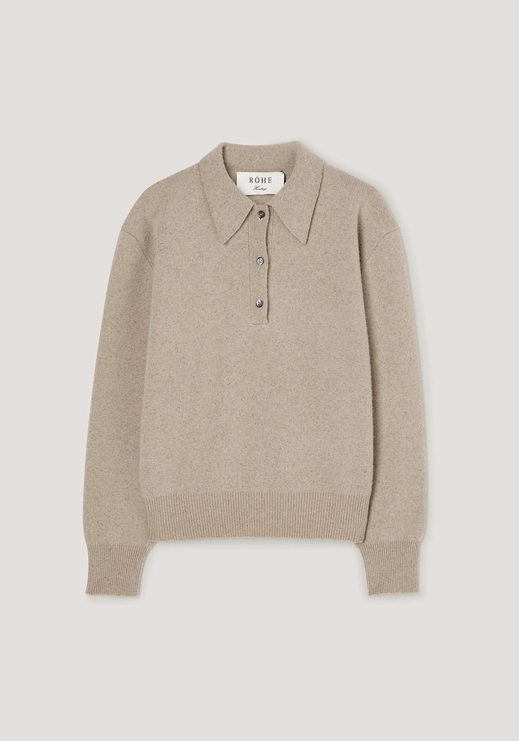 RÓHE Stone Melange Wool Cashmere Polo