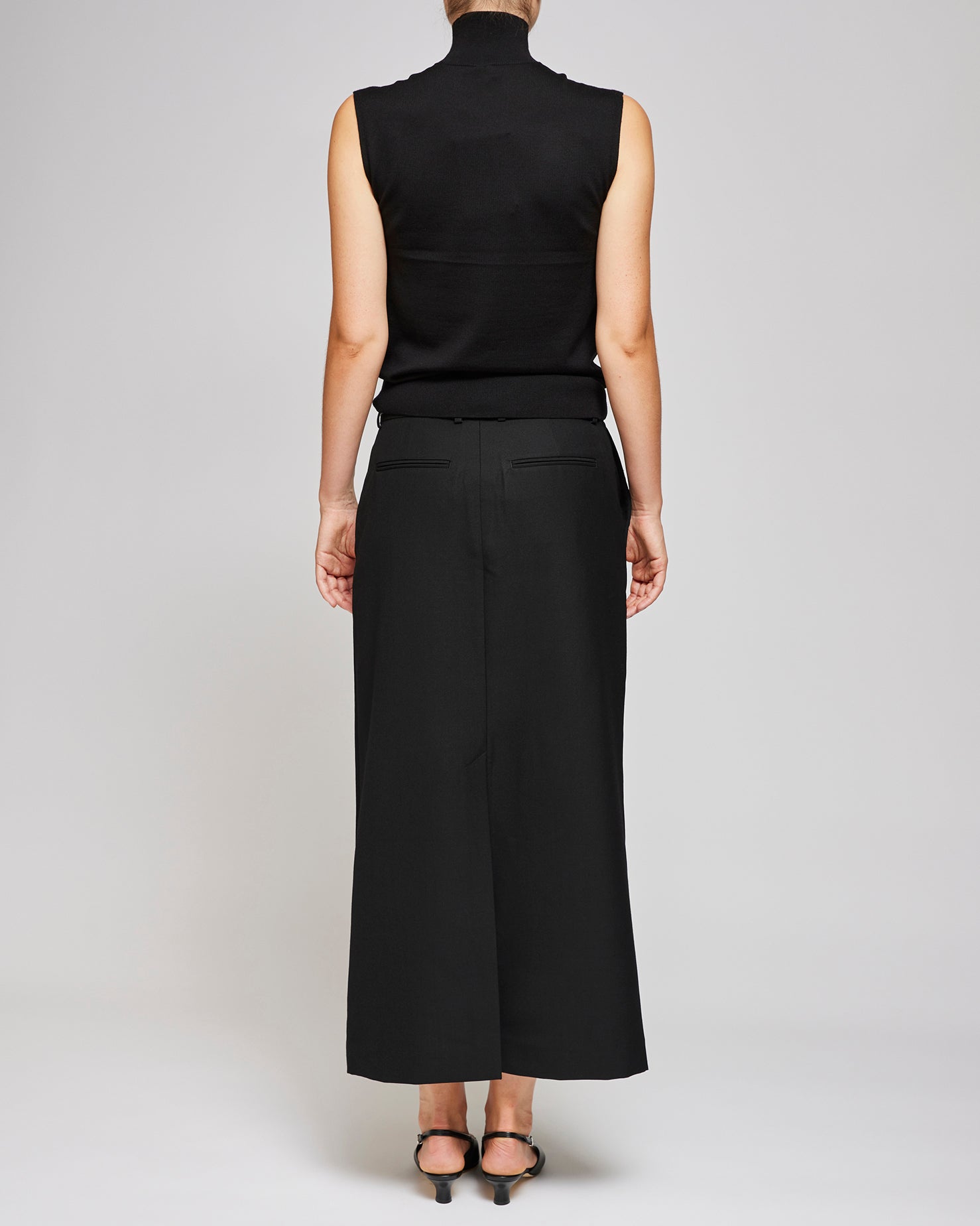Toteme Black Low-Waist Straight Skirt