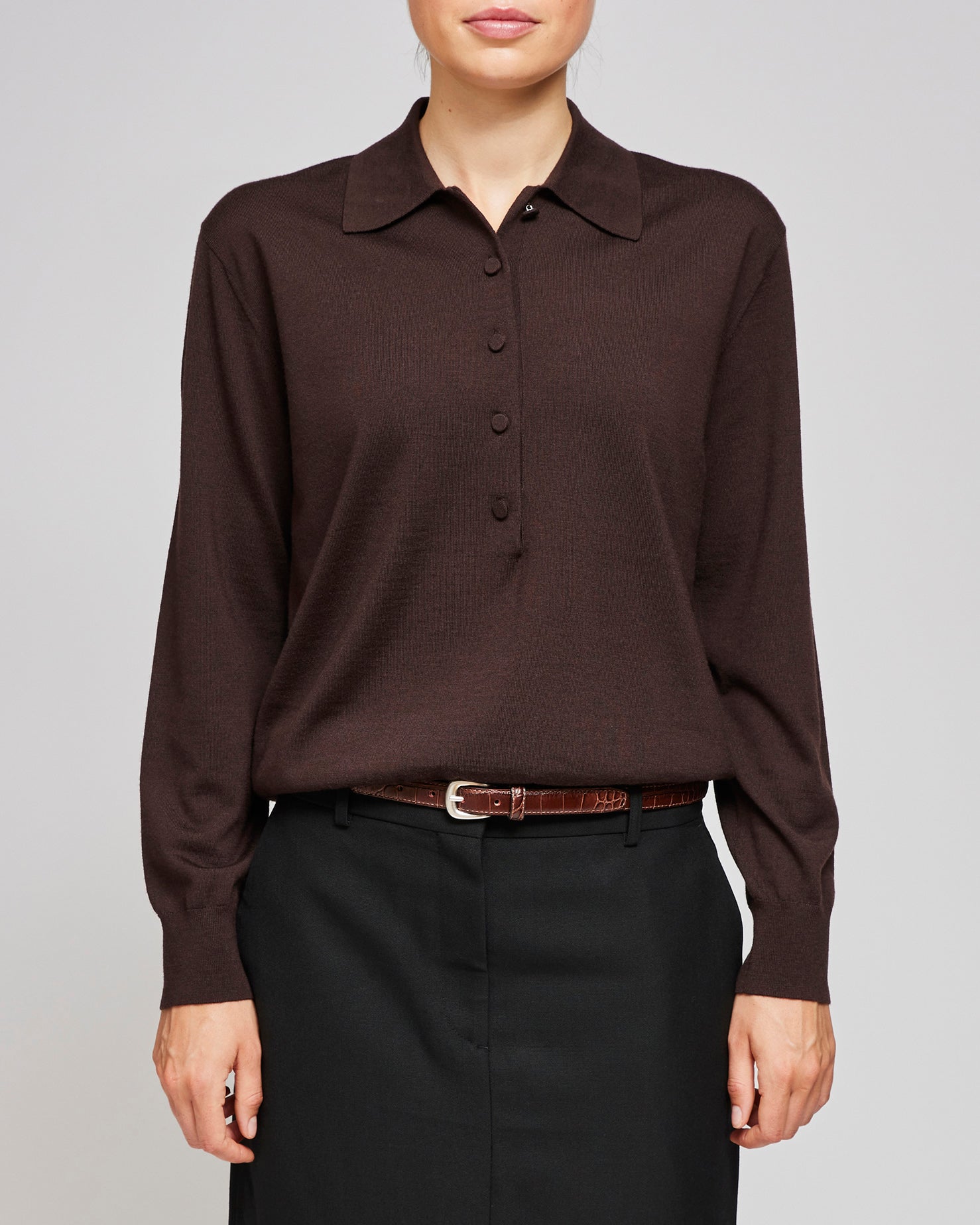 Dries Van Noten Dark Brown Tuno Polo