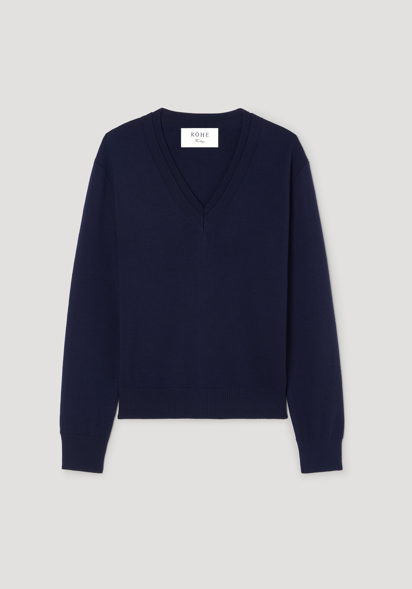 RÓHE Navy Double V-neck Jumper