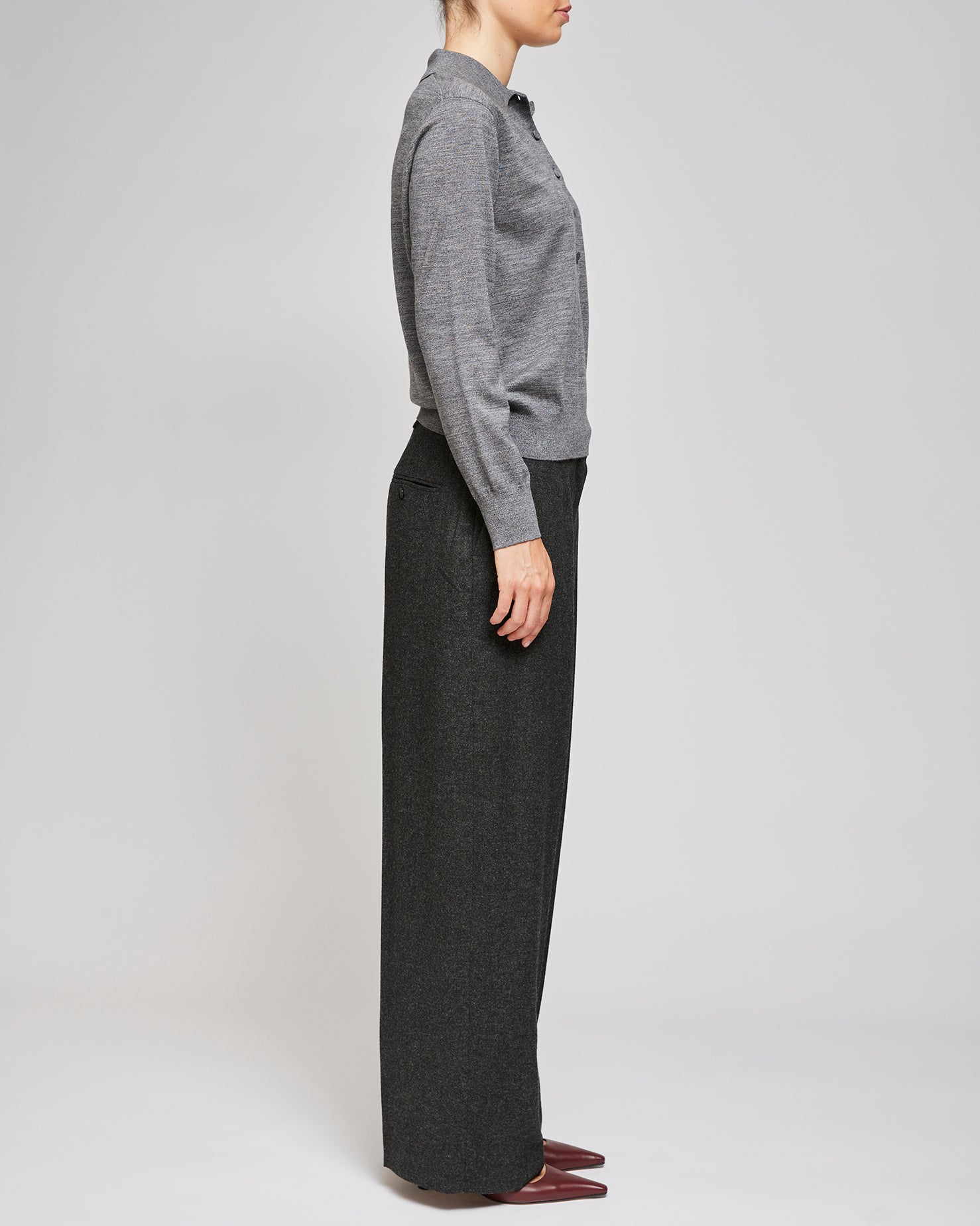 Toteme Charcoal Melang Wide Flannel Trousers