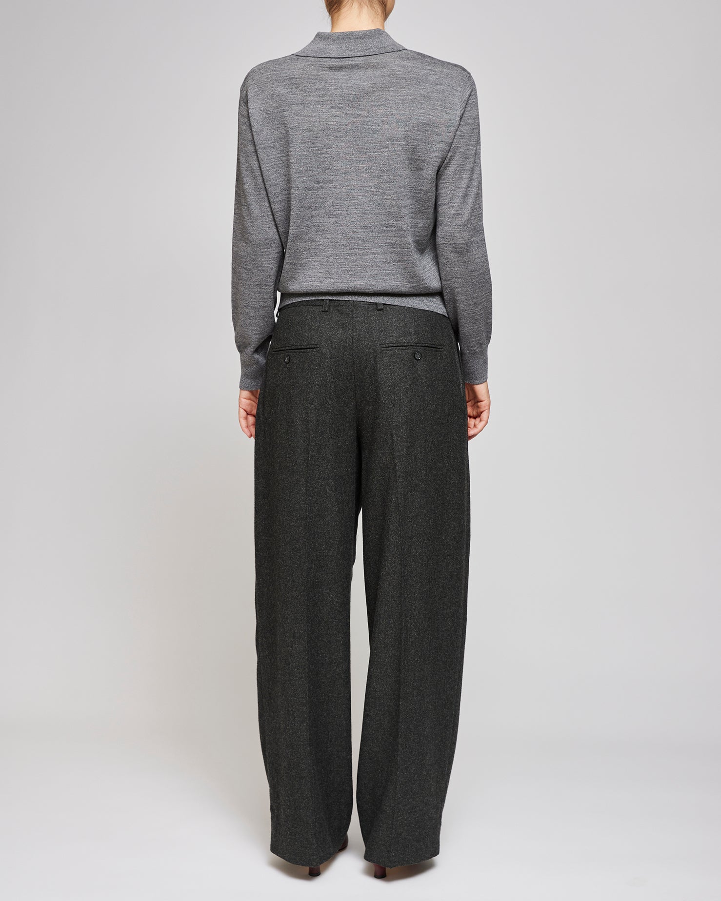 Toteme Charcoal Melang Wide Flannel Trousers