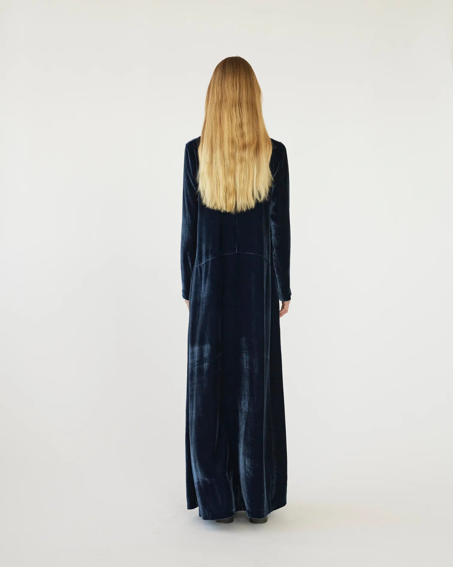 Af Agger Navy Silk Velvet Maxi Dress