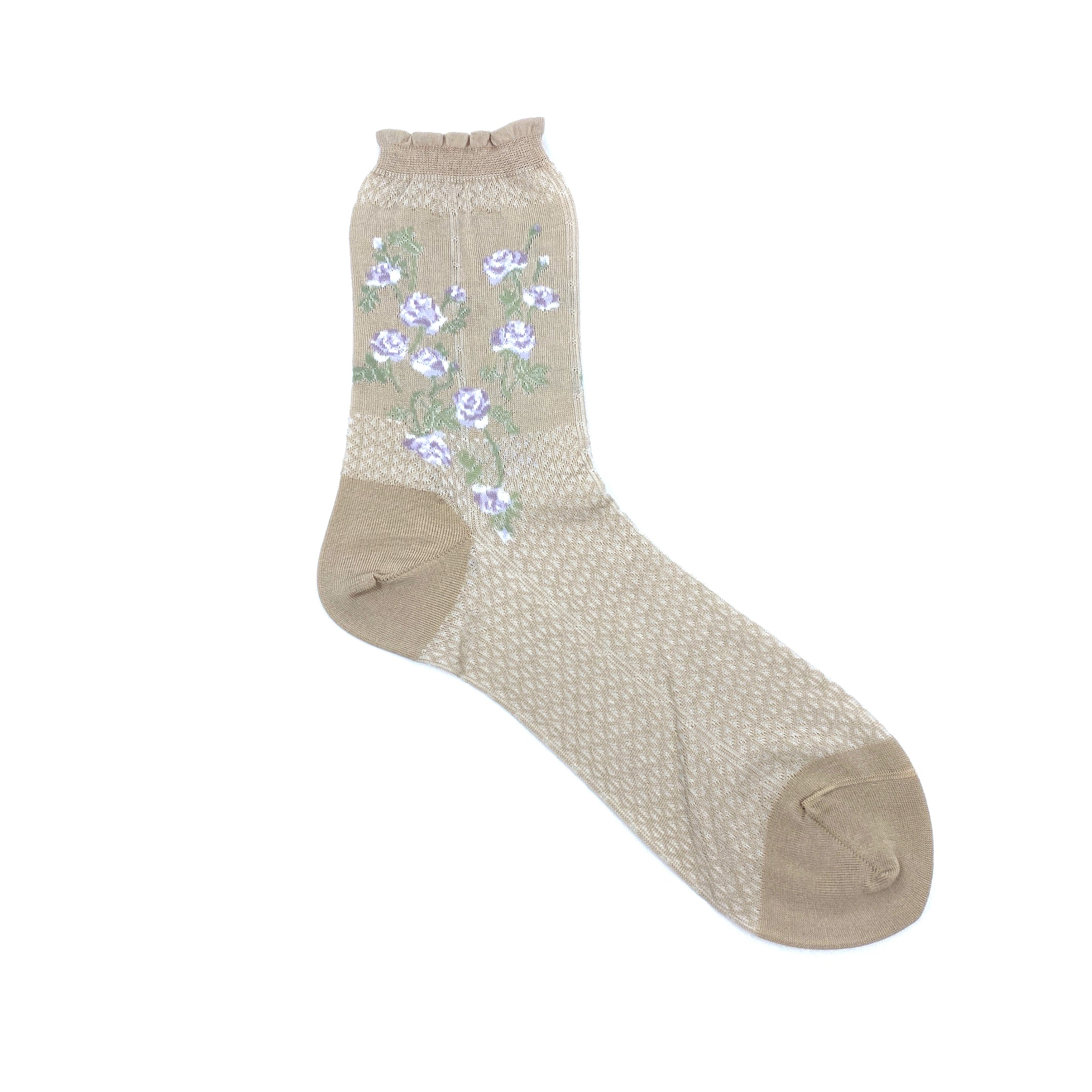 Antipast Ivory Flowers On Basket Socks