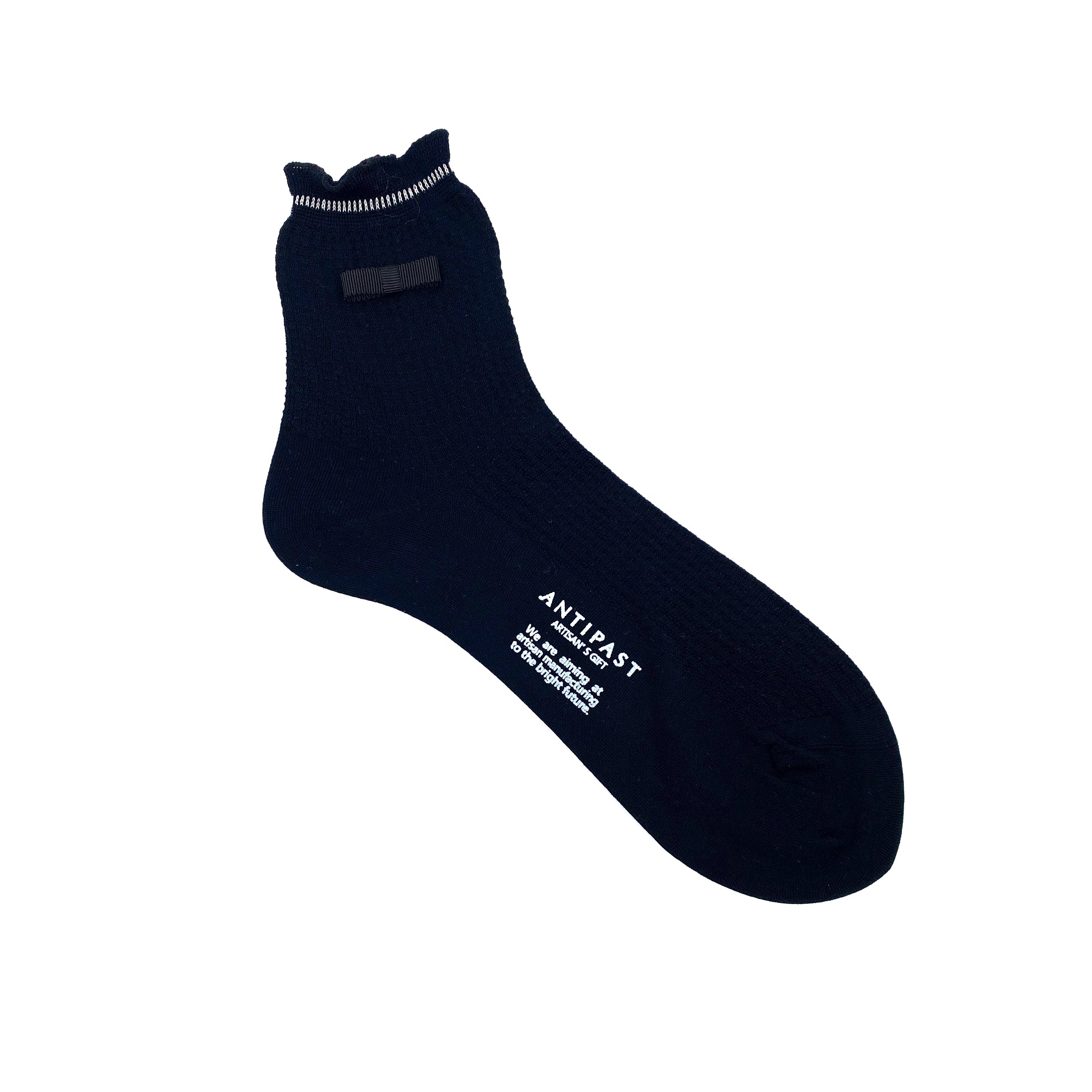 Antipast Black Waffle Ribbon Socks