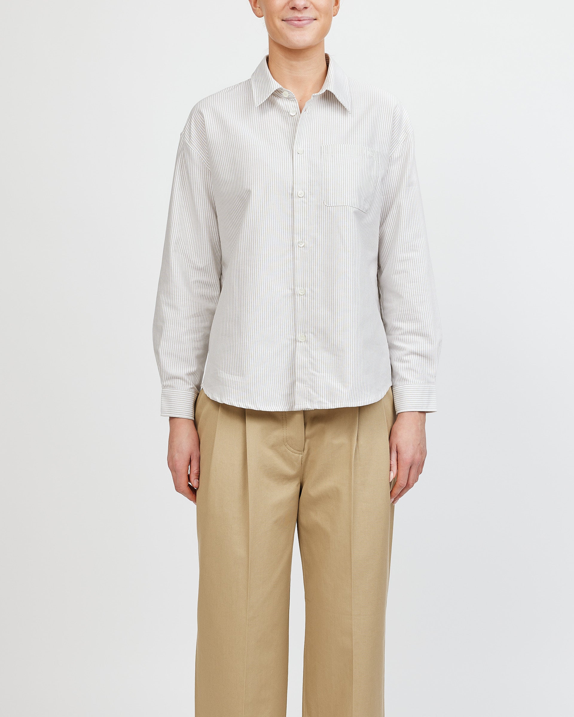 A.P.C. Chemise Boyfriend Logo Beige Shirt