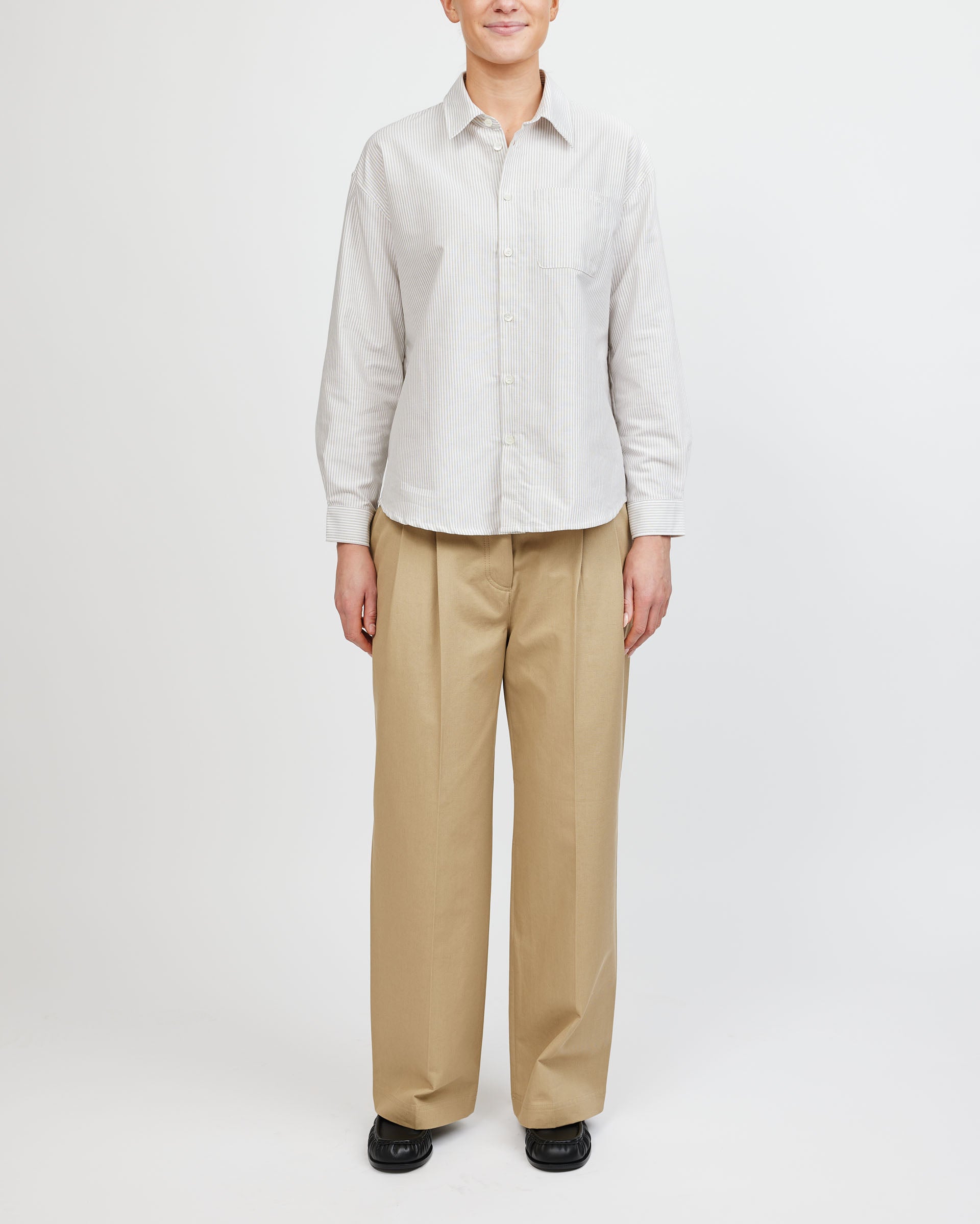 A.P.C. Chemise Boyfriend Logo Beige Shirt