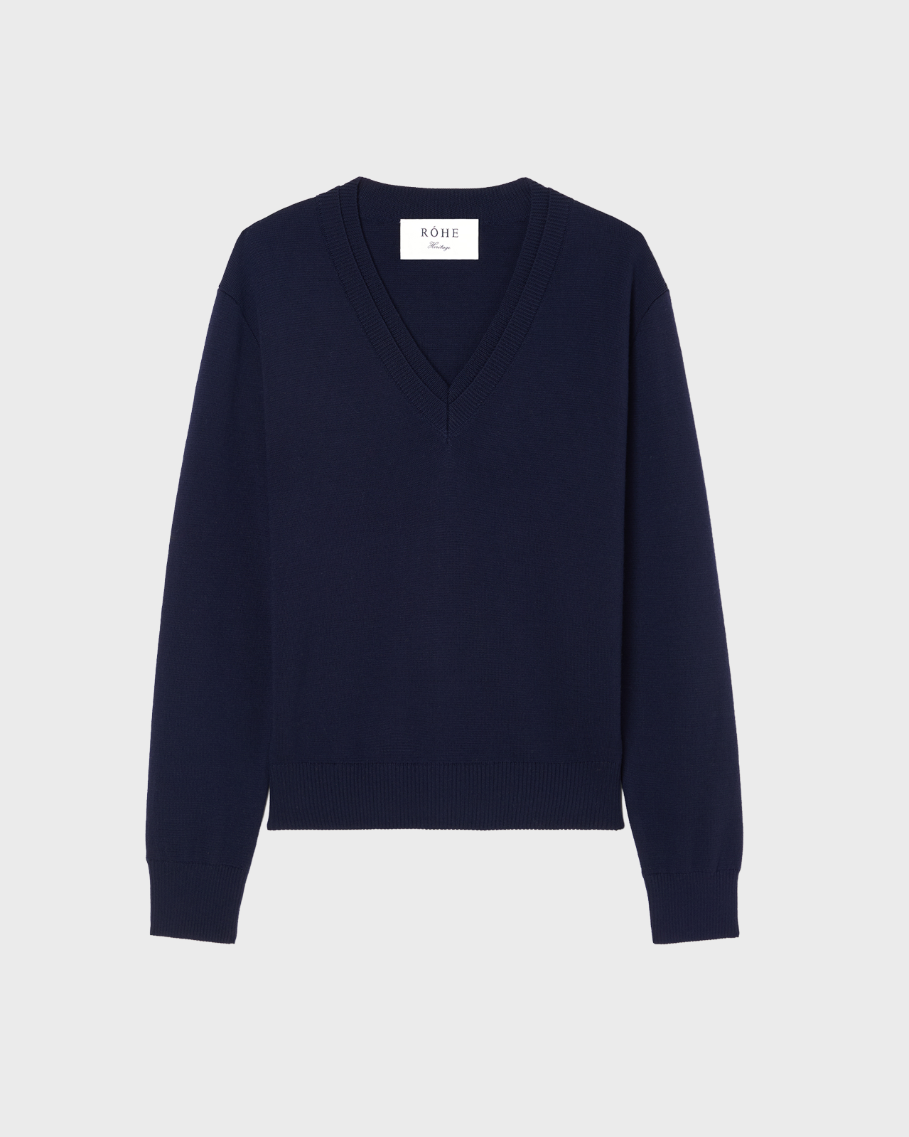RÓHE Navy Double V-neck Jumper