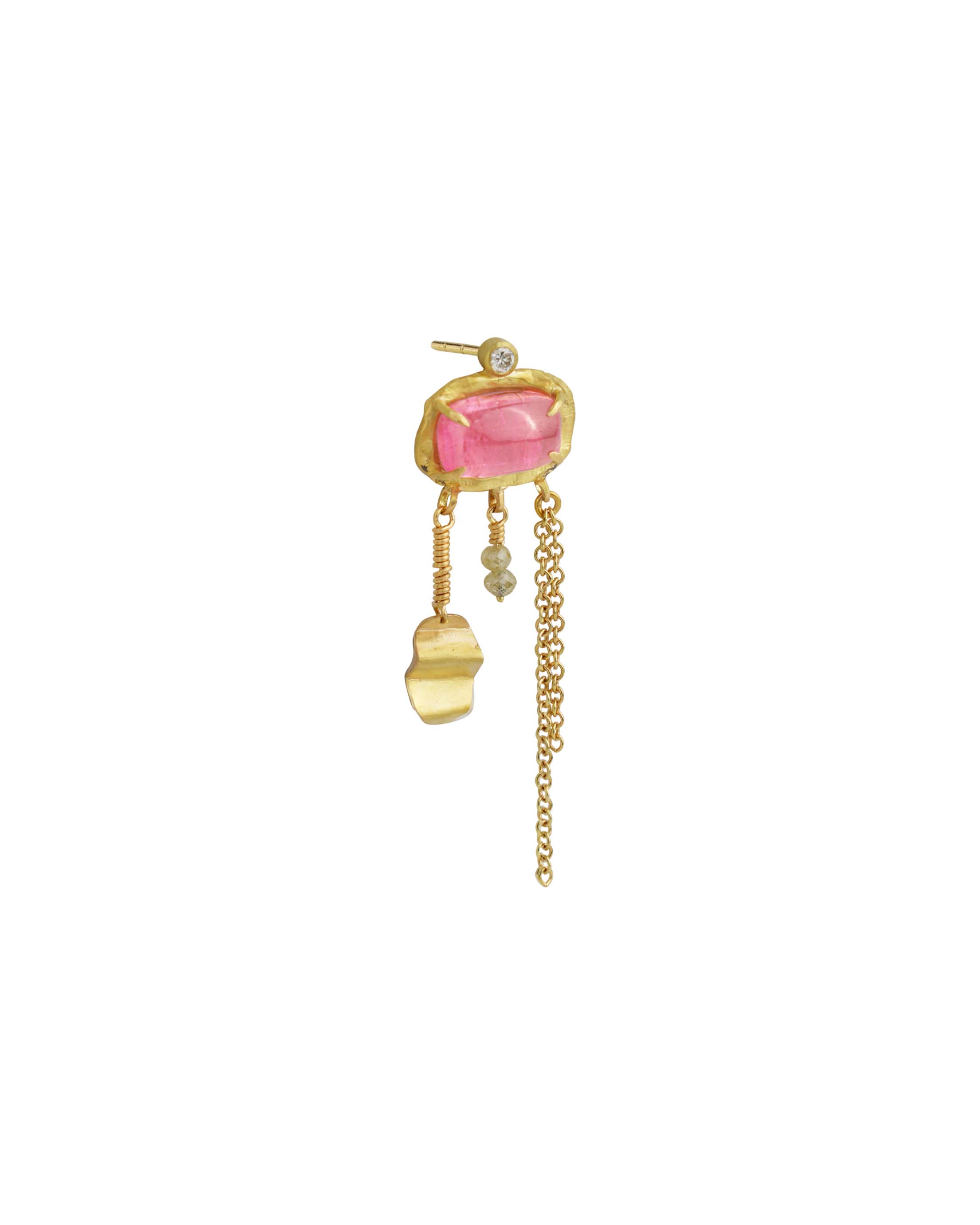 Sara Jin Mi Seoul Earring W. Pink Tourmaline