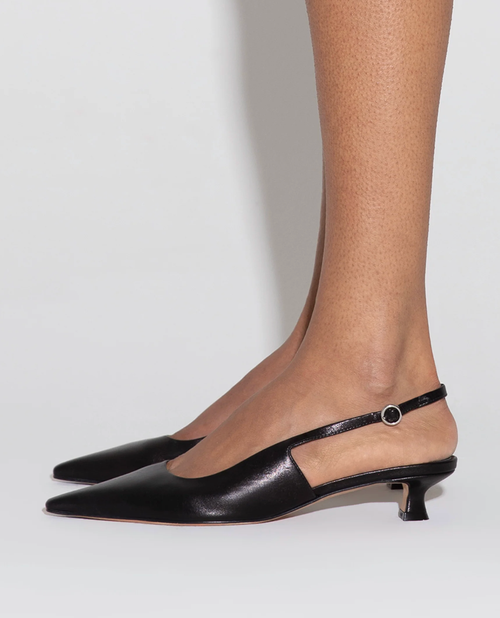 Aeyde Nappa Black Catrina Kitten Heels