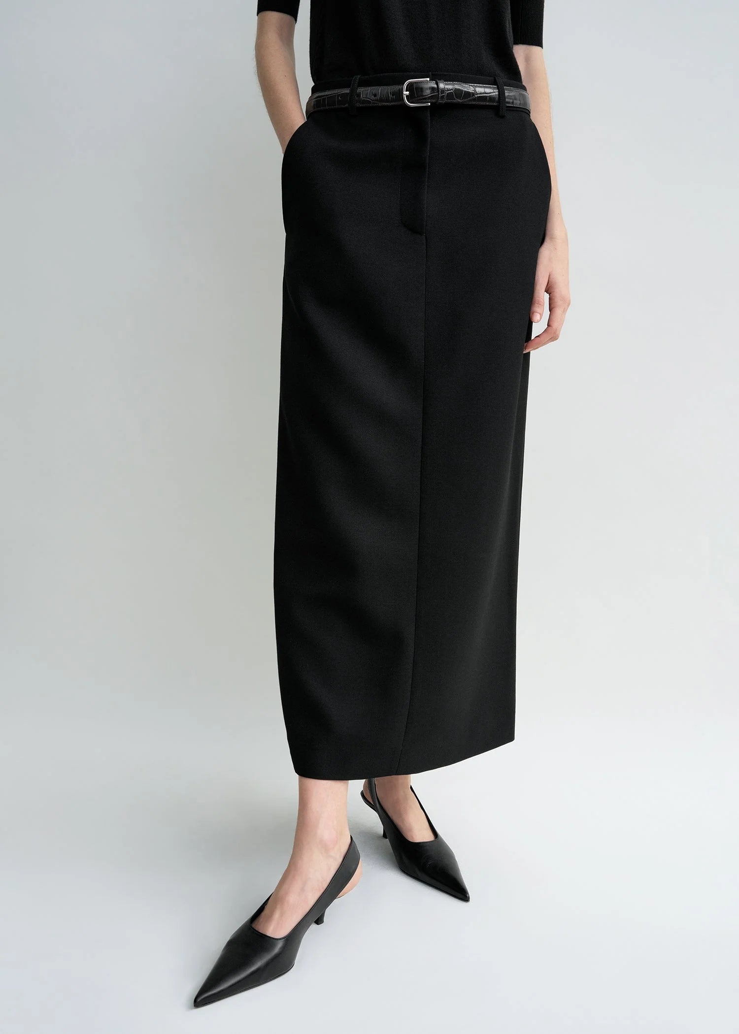 Toteme Black Low-waist Straight Skirt
