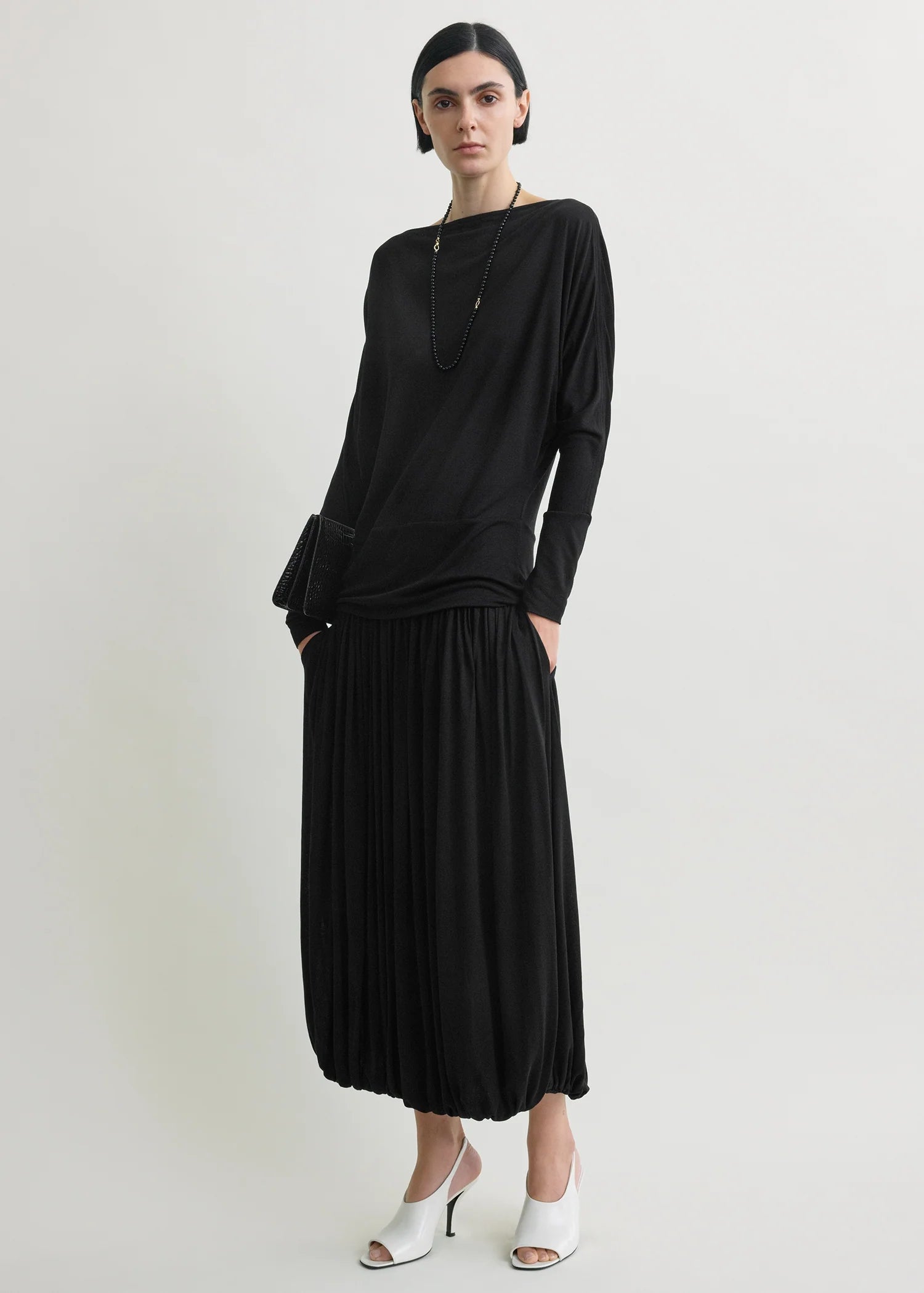 Toteme Black Boatneck Jersey Top